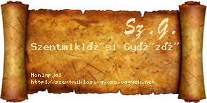 Szentmiklósi Győző névjegykártya